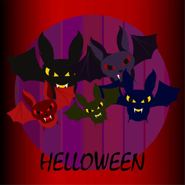 Morcegos Halloween Cartaz Halloween Ilustração Vetorial — Vetor de Stock