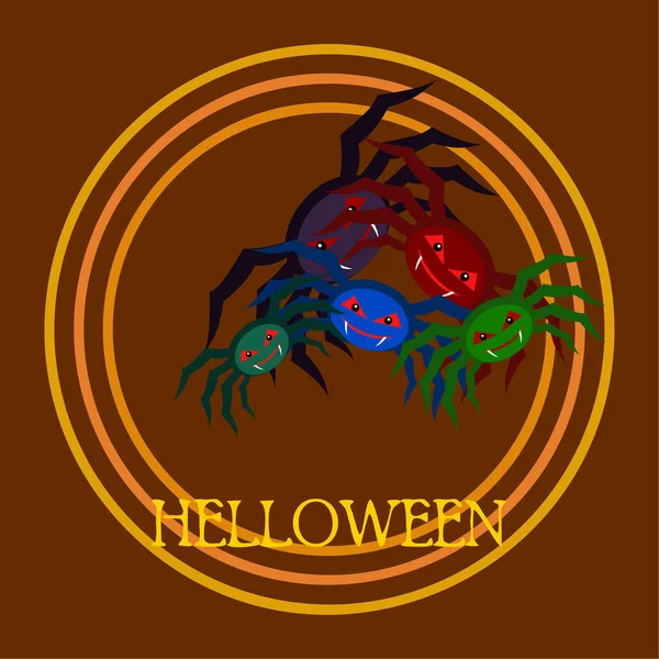 Halloween Illustration Vector Bakgrund Med Spindlar — Stock vektor