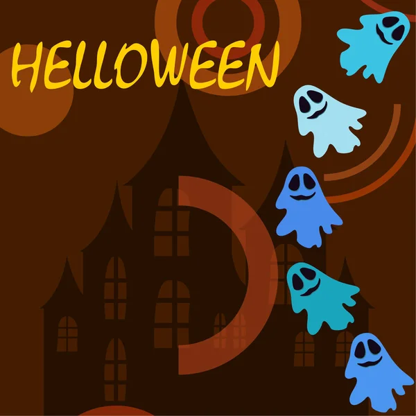 Halloween Illustration Mit Geistern Vektorhintergrund — Stockvektor