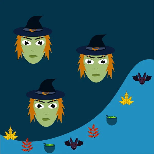 Halloween Autumn Vector Background Card — Stock Vector