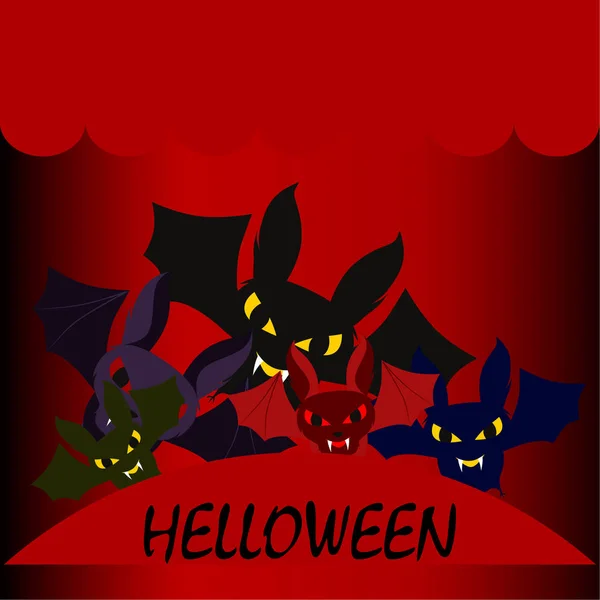 Morcegos Halloween Cartaz Halloween Vector —  Vetores de Stock