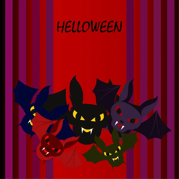 Morcegos Halloween Cartaz Halloween Ilustração Vetorial —  Vetores de Stock