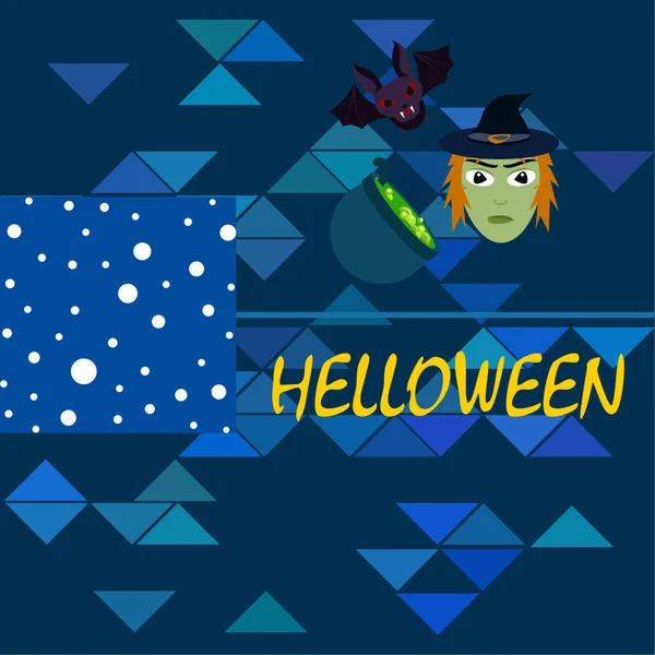 Bruxa Halloween Morcego Fundo Vetor Pote — Vetor de Stock