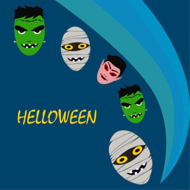 Cadılar Bayramı canavarlar ile arka plan. Vektör çizim. 