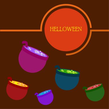 Tencere iksir, Cadılar Bayramı vektör arka plan ile