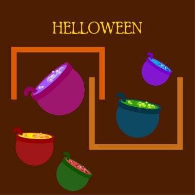 Tencere iksir, Cadılar Bayramı vektör arka plan ile