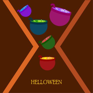 Tencere iksir, Cadılar Bayramı vektör arka plan ile