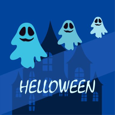 Hayaletlerle cadılar bayramı arkaplanı, vektör illüstrasyonu 