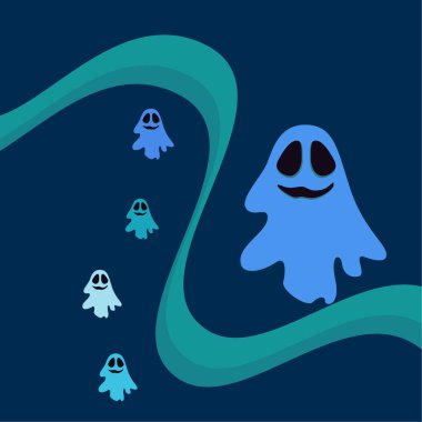 Cadılar Bayramı vektör arka plan hayaletleri, illüstrasyon 