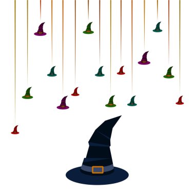 Halloween  background with  witch hats. Halloween card clipart