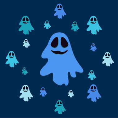 Cadılar Bayramı vektör arka plan hayaletleri, illüstrasyon 