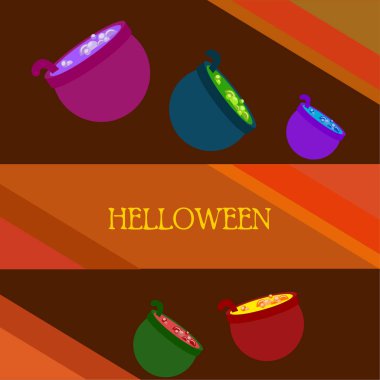 Tencere iksir, Cadılar Bayramı vektör arka plan ile