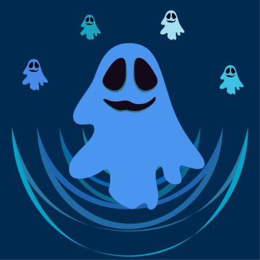 Cadılar Bayramı vektör arka plan hayaletleri, illüstrasyon 