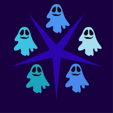 Cadılar Bayramı illüstrasyon hayaletleri, vektör arka plan