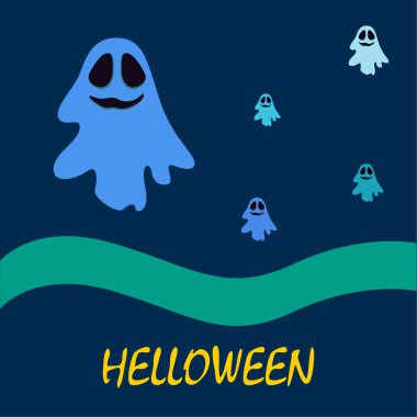 Cadılar Bayramı vektör arka plan hayaletleri, illüstrasyon 