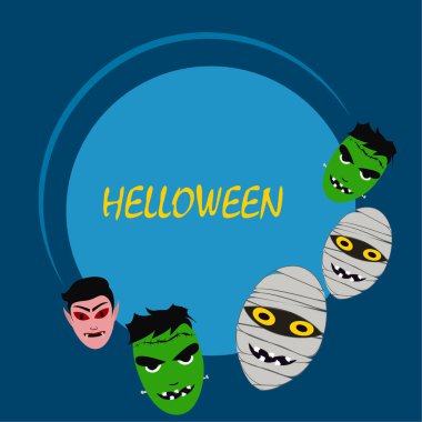 Cadılar Bayramı canavarlar ile arka plan. Vektör çizim. 