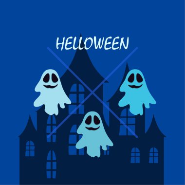 Hayaletlerle cadılar bayramı arkaplanı, vektör illüstrasyonu 