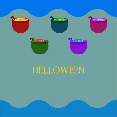 Cadılar Bayramı tencere iksir, vektör arka plan ile