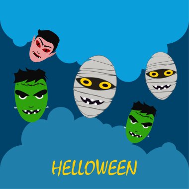 Cadılar Bayramı canavarlar ile arka plan. Vektör çizim. 