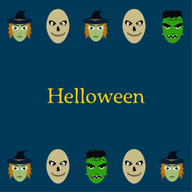 Cadılar Bayramı kartı kafatasları vektör çizim ile