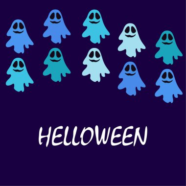 Cadılar Bayramı illüstrasyon hayaletleri, vektör arka plan