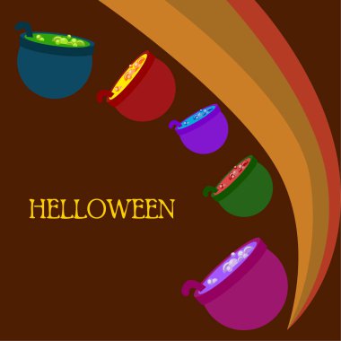 Tencere iksir, Cadılar Bayramı vektör arka plan ile