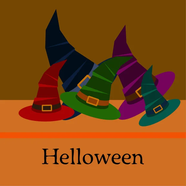 Halloween Vector Background Witch Hats — Stock Vector