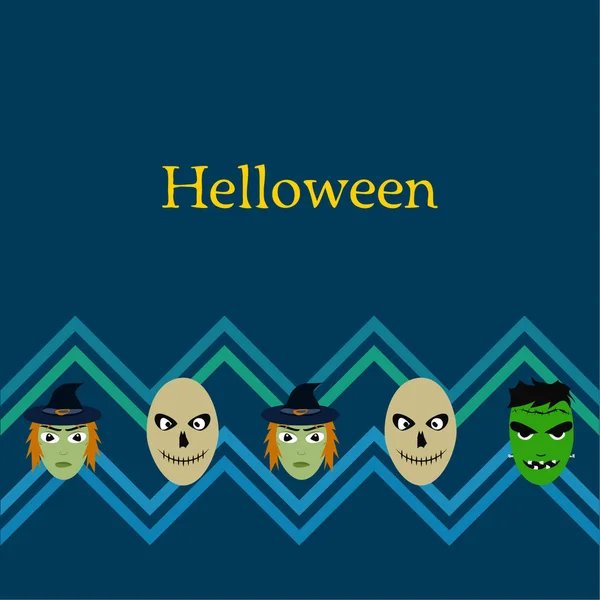 Tarjeta Halloween Con Calaveras Vector Ilustración — Archivo Imágenes Vectoriales