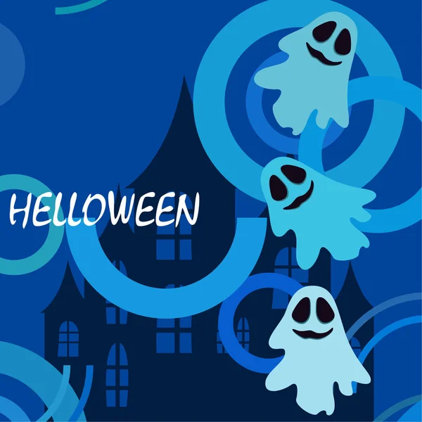 Fondo Halloween Con Fantasmas Ilustración Vectorial — Vector de stock