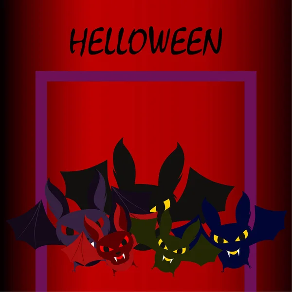 Morcegos Halloween Cartaz Halloween Vector —  Vetores de Stock