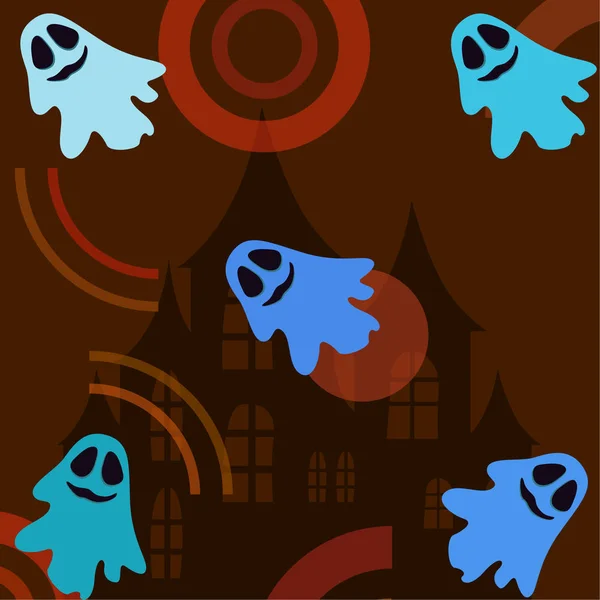 Ilustración Halloween Con Fantasmas Vector Fondo — Vector de stock