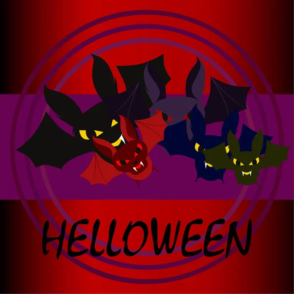 Netopýři Halloween Halloween Plakát Vektor — Stockový vektor