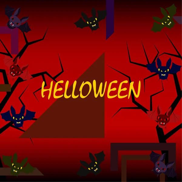 Chauves Souris Halloween Sur Fond Rouge Affiche Halloween Illustration Vectorielle — Image vectorielle