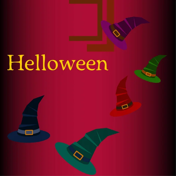 Chapeaux Sorcière Halloween Fond Vectoriel — Image vectorielle