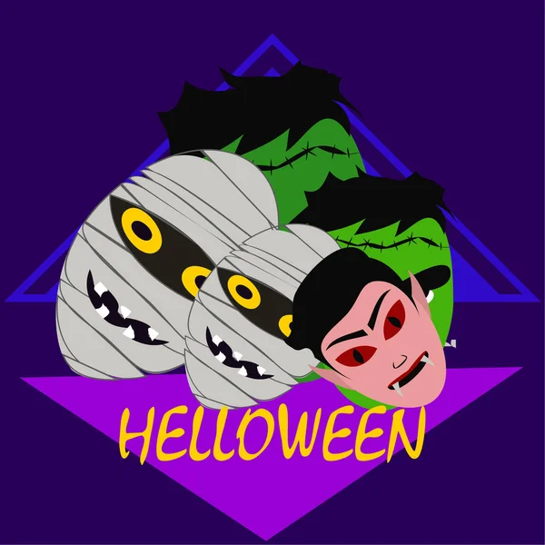 Halloween Szörnyek Háttér Vektoros Illusztráció — Stock Vector