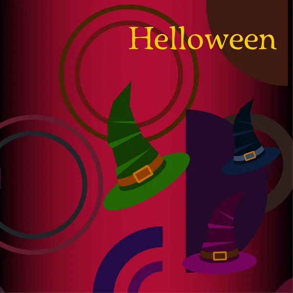 Halloween Background Witch Hats Halloween Card — Stock Vector