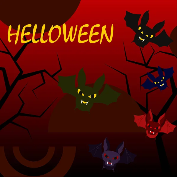 Murciélagos Halloween Cartel Halloween Ilustración Vectorial — Vector de stock