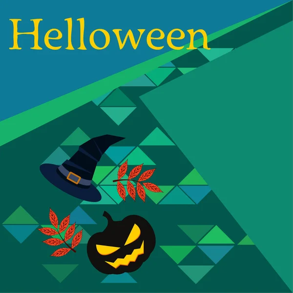 Halloween Calabaza Otoño Hojas Caídas Sombrero Vector Fondo — Vector de stock