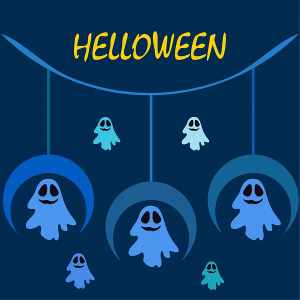 Fond Vectoriel Halloween Avec Fantômes Illustration — Image vectorielle