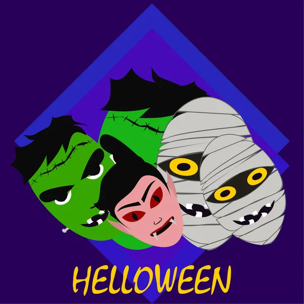 Halloween Achtergrond Met Monsters Vectorillustratie — Stockvector