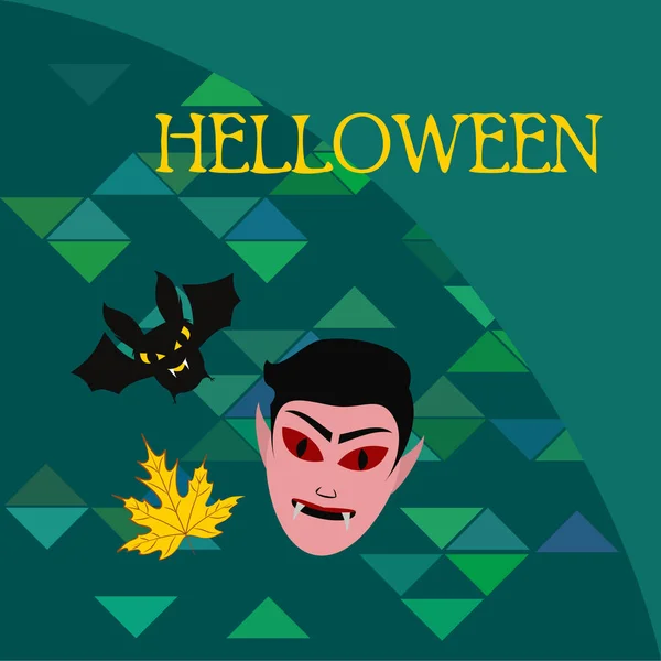 Хэллоуин Осенний Лист Маска Дракулы Летучая Мышь Векторная Иллюстрация — стоковый вектор