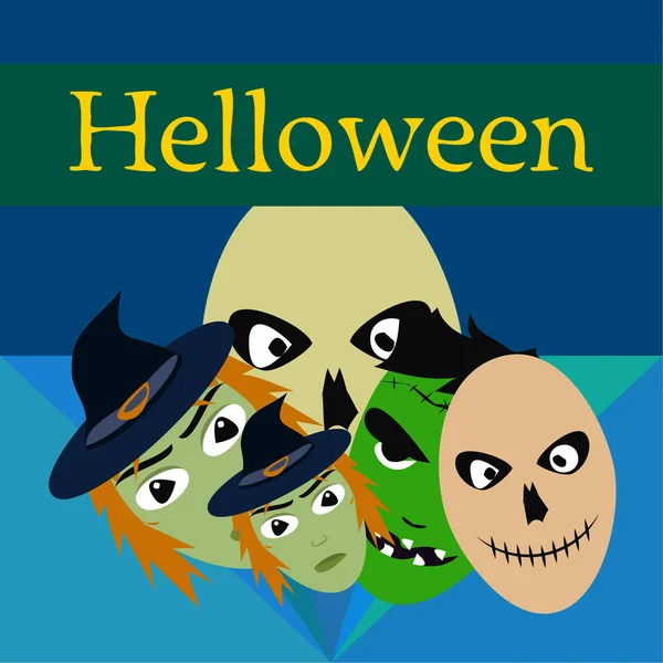 Halloween Karta Lebkami Vektorové Ilustrace — Stockový vektor
