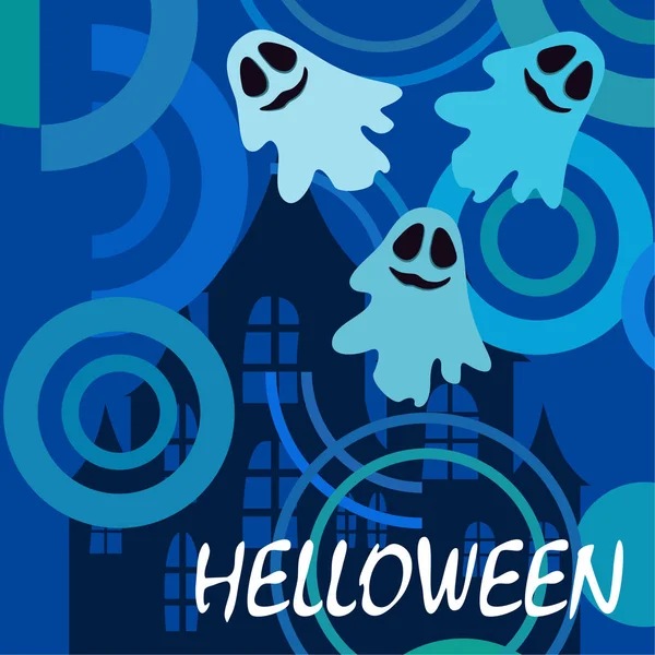 Halloween Vector Achtergrond Met Geesten Illustratie — Stockvector