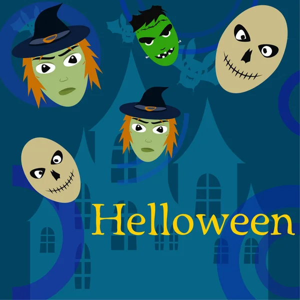 Halloween Ősz Koponyák Vektoros Illusztráció — Stock Vector