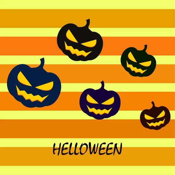 Citrouilles Halloween Lanternes Sur Fond Orange — Image vectorielle