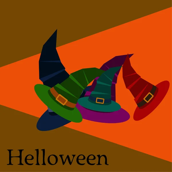 Halloween Vector Background Witch Hats — Stock Vector