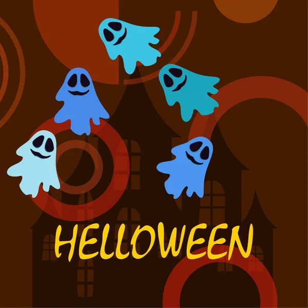 Halloween Illustratie Met Geesten Vector Achtergrond — Stockvector