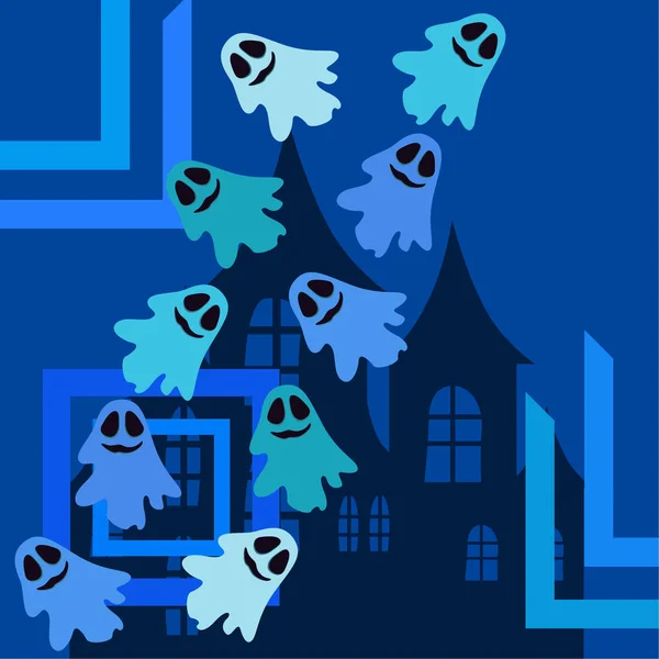 Halloween Fantasmas Ilustração Fundo Vetorial — Vetor de Stock