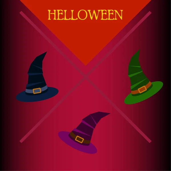 Halloween Achtergrond Met Heks Hoeden Halloween Kaart — Stockvector