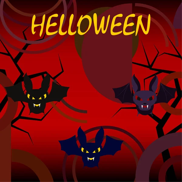 ハロウィンのポスターに 赤い背景にハロウィーン バット ベクトル イラスト — ストックベクタ